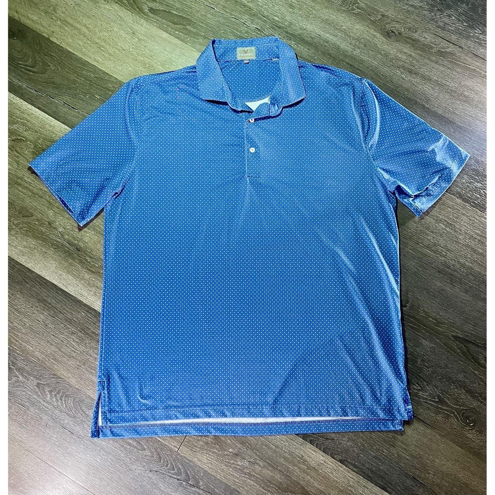 Fennec Polo Shirt Mens XL Blue Geometric Short‎ Sleeve Golf Performance Top